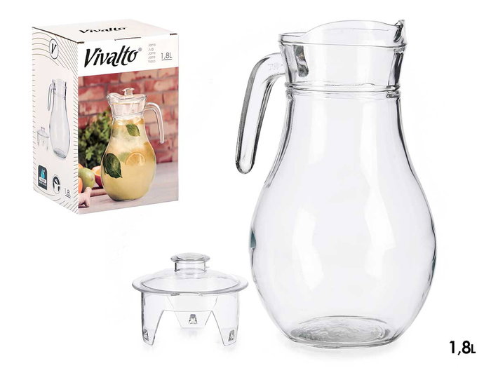 Vivalto Jarre en verre avec couvercle transparent 1,8 L 16x24x14 cm (Set de 8) Vivalto Jarre en verre avec couvercle transparent 1,8 L 16x24x14 cm (Set de 8)
