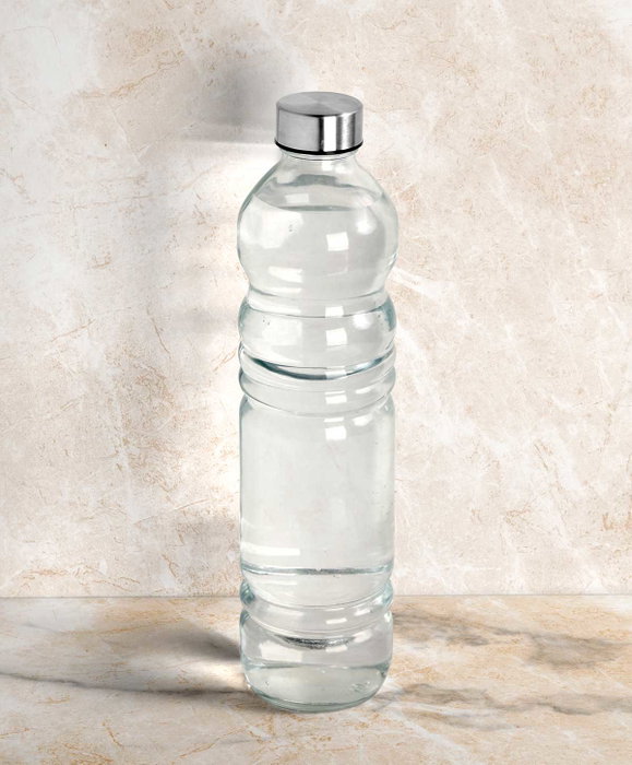 Vivalto Bouteille en verre 1100 ml avec bouchon métal, transparente, 8x31x8 cm (Set de 18) Vivalto Bouteille en verre 1100 ml avec bouchon métal, transparente, 8x31x8 cm (Set de 18)