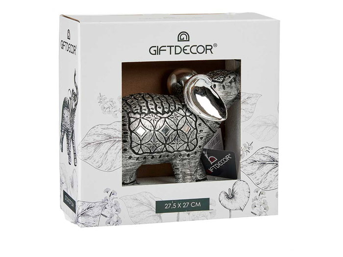 GIFTDECOR Éléphant en Résine Grand Format Argent