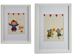 GIFTDECOR Lot de 6 Tableaux de Cirque Lion et Souris Blancs