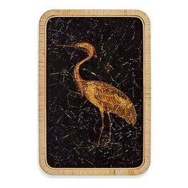 ARTE REGAL Tableau Héron Gauche 60x40cm en Velours