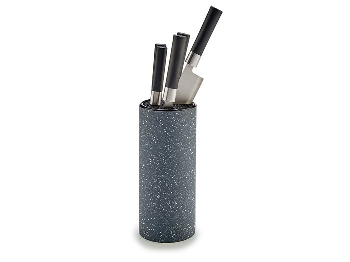 Kinvara Tacoma Bloc couteaux 5 pièces avec manche noir 11x36x11 cm Gris Acier inoxydable (Set de 6)