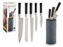 Kinvara Tacoma Bloc couteaux 5 pièces avec manche noir 11x36x11 cm Gris Acier inoxydable (Set de 6)