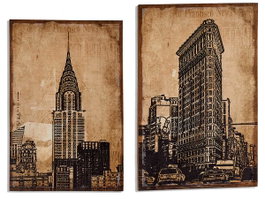 GIFTDECOR Lot de 4 toiles en lin New York Assorti 2