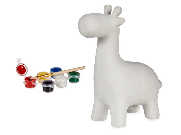 Pincello Hucha à peindre Girafe 12 x 16 x 5 cm en céramique blanche avec 6 peintures (Set de 24)