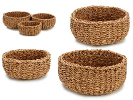 GIFTDECOR Set de 3 paniers ronds en algue de mar