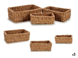 GIFTDECOR Set de 3 paniers rectangulaires Marron