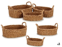 GIFTDECOR Set de 3 paniers avec anses ovales Marron
