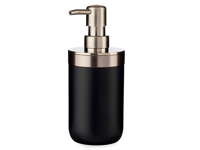 Berilo Dosificateur Noir Argenté 350ml Plastique 9x17x8cm (Set de 12)