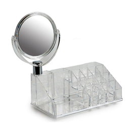 BERILO Organisateur avec miroir 16 compartiments, Transparent