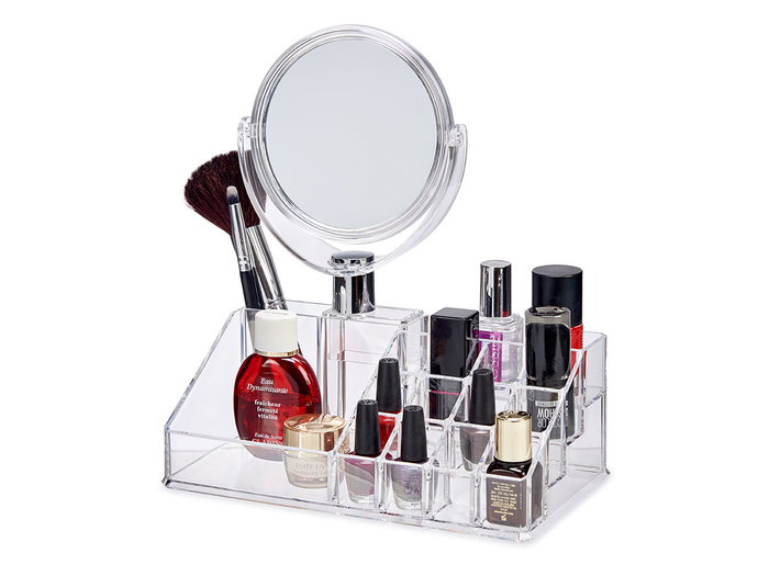 Berilo Organisateur avec miroir 16 compartiments transparent 22.2 x 24.7 x 12.8 cm (Set de 12) Berilo Organisateur avec miroir 16 compartiments transparent 22.2 x 24.7 x 12.8 cm (Set de 12)