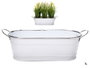 Ibergarden Jardinera 2 anses Blanc bord argenté métal (zinc) 32,5 x 10,5 x 11 cm (Set de 24)