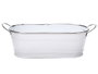 Ibergarden Jardinera 2 anses Blanc bord argenté métal (zinc) 32,5 x 10,5 x 11 cm (Set de 24)