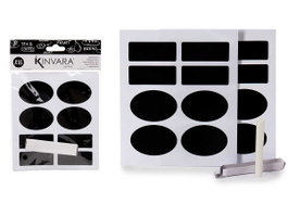 Kinvara Set de 16 Autocollants Ardoise et Craie, 14 x 22,5 x 2 cm, Noir (Set de 72)