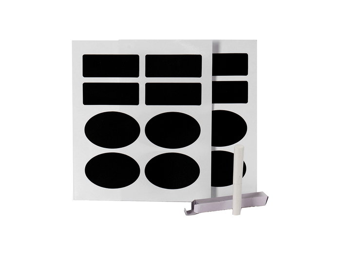 Kinvara Set de 16 Autocollants Ardoise et Craie, 14 x 22,5 x 2 cm, Noir (Set de 72)