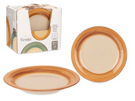 VESSIA Plat à dessert en grès CENEFA 3D Beige-Marron 19cm