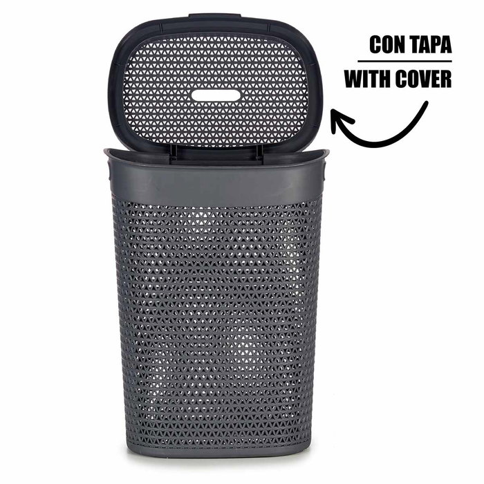 KIPIT Panier à linge avec couvercle 60L Anthracite