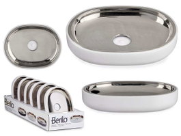 Berilo Porte-savon Blanc et Argenté 13x2.5x9.5 cm Plastique (Set de 12)