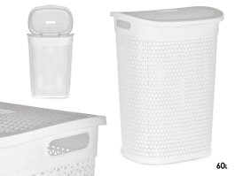 KIPIT Panier à linge avec couvercle blanc 60L