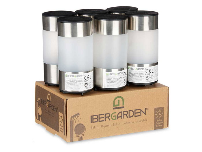 Ibergarden Balise Solaire en Acier Baja - 6.3x21.5x6.3 cm - Blanc, Transparent et Noir - Lot de 1 (Set de 24)