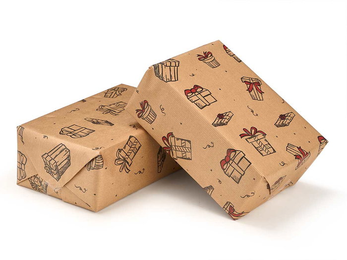 Arte Regal Rouleau Papier Cadeau Kraft 70x200 cm Motif Cadeaux Papier Kraft (Set de 50)