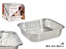 KINVARA Set de 24 Barquettes Carrées en Aluminium Argent