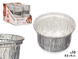 Kinvara Lot de 10 Moules à Flan Ronde en Aluminium 8x8x8 cm - Argenté (Set de 24)