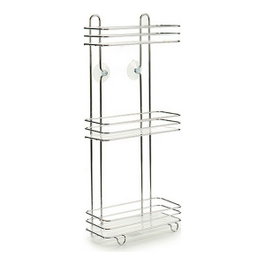 BERILO Étagère droite haute triple pour salle de bain Transparente-Plata