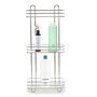 Berilo Étagère Haute Triple Rectangulaire pour Salle de Bain 26x59.5x13.5 cm Métal Chromé et Plastique Transparent et Argenté (Set de 6)