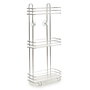 Berilo Étagère Haute Triple Rectangulaire pour Salle de Bain 26x59.5x13.5 cm Métal Chromé et Plastique Transparent et Argenté (Set de 6)