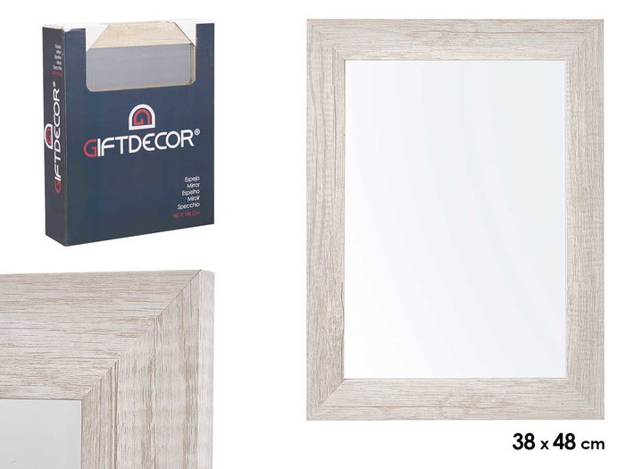 Giftdecor Miroir Cadre Gris Naturel 38x48 cm MDF et Verre (Set de 6) Giftdecor Miroir Cadre Gris Naturel 38x48 cm MDF et Verre (Set de 6)