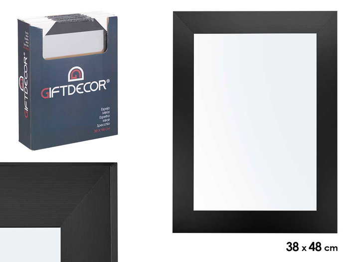 Giftdecor Miroir 38x48 cm Cadre Noir MDF et Verre (Set de 6) Giftdecor Miroir 38x48 cm Cadre Noir MDF et Verre (Set de 6)