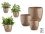 Ibergarden Lot de 3 pots en céramique abombada taupe 14-17-22 cm