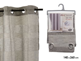 Gifdecor Rideau 140x260 cm à 8 œillets Gris et Blanc 100% Polyester (Set de 6)