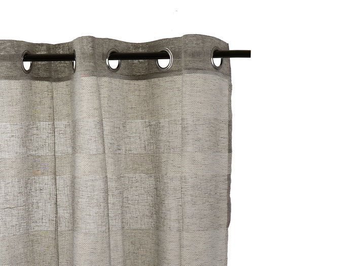 Gifdecor Rideau 140x260 cm à 8 œillets Gris et Blanc 100% Polyester (Set de 6)