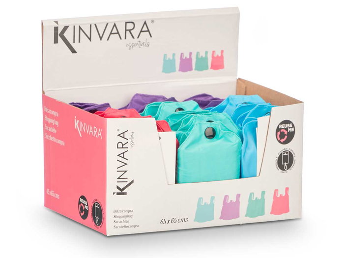 Kinvara Sac pliable tissu polyester couleurs vives assorties 7,5 x 16 x 2 cm (Set de 48)