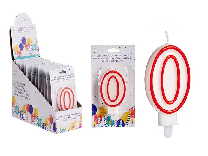 Arte Regal Bougie Anniversaire Numéro 0 Blanche Bord Rouge 4.2x8.2x1 cm (Set de 72) Arte Regal Bougie Anniversaire Numéro 0 Blanche Bord Rouge 4.2x8.2x1 cm (Set de 72)