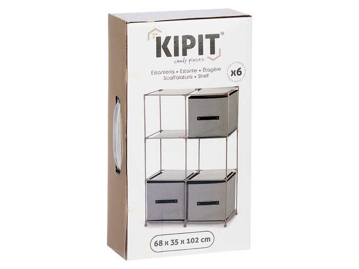 Kipit Organisateur 6 compartiments Gris Tissu Métal Plastique 35x102x68 cm (Set de 12)