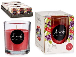 Acorde Bougie Verre 30 Heures Fruits Rouges 7x7,7 cm (Set de 12)
