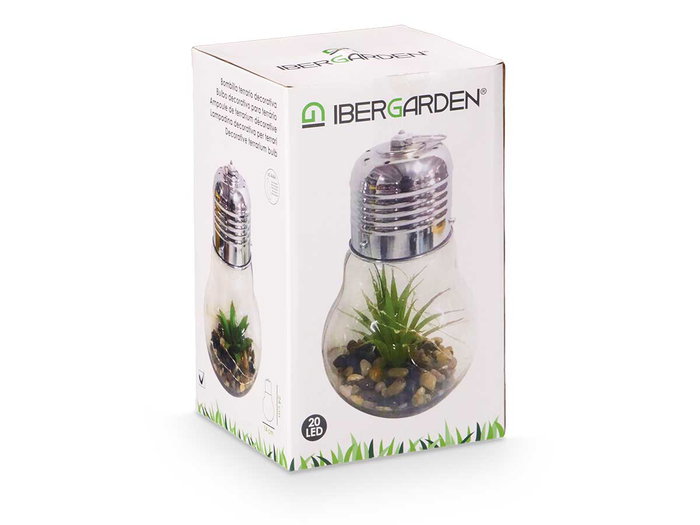 Giftdecor Ampoule Cactus Guirlande LED Verte Transparente Verre 14x29x14 cm (Set de 8)