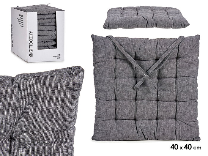 Giftdecor Coussin de Chaise Uni Gris Foncé 40x5x40 cm Coton et Polyester (Set de 12) Giftdecor Coussin de Chaise Uni Gris Foncé 40x5x40 cm Coton et Polyester (Set de 12)
