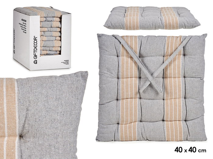 Giftdecor Coussin de Chaise Rayures Gris 40x40 cm Coton et Polyester (Set de 12) Giftdecor Coussin de Chaise Rayures Gris 40x40 cm Coton et Polyester (Set de 12)