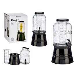 VIVALTO Carafe avec support et refroidisseur 3800 ml Noir et transparent