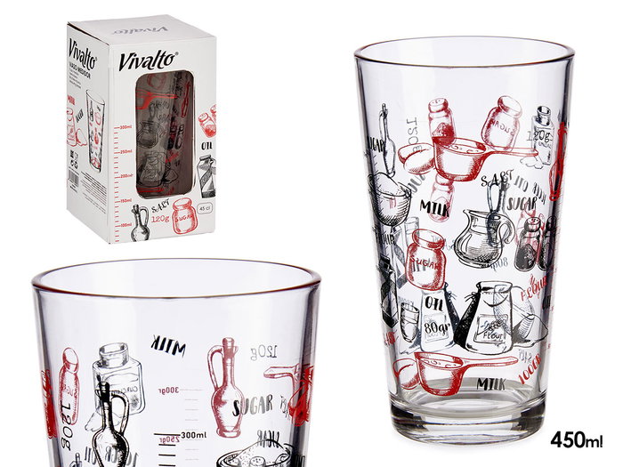 Vivalto Verre Doseur 450 ml Recettes 8.7x14.8x8.7 cm (Set de 36) Vivalto Verre Doseur 450 ml Recettes 8.7x14.8x8.7 cm (Set de 36)