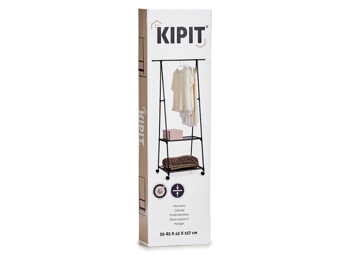 Kipit Perchero Métal Noir 157 cm avec Roues 56x45 cm (Set de 4)