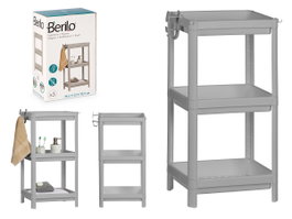 Berilo Étagère Plastique Gris 3 Tablettes 70,5 cm x 35,5 cm x 23 cm (Set de 8)