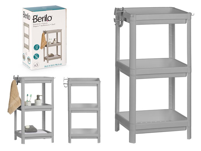 Berilo Étagère Plastique Gris 3 Tablettes 70,5 cm x 35,5 cm x 23 cm (Set de 8) Berilo Étagère Plastique Gris 3 Tablettes 70,5 cm x 35,5 cm x 23 cm (Set de 8)