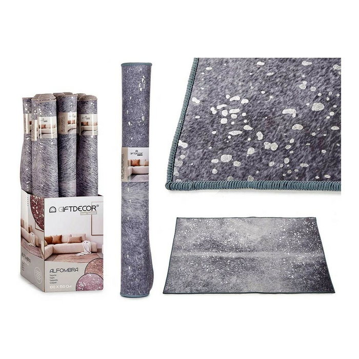 GIFTDECOR Alfombra Gris avec taches argentées 100x150cm