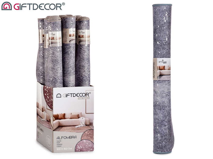 Giftdecor Tapis Gris 100x150 cm à Motif Taches Argentées en Polyester (Set de 9) Giftdecor Tapis Gris 100x150 cm à Motif Taches Argentées en Polyester (Set de 9)