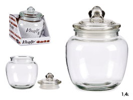 Vivalto Bocal en Verre Hermétique 1,4 L 14,5x18x14,5 cm Transparent (Set de 12)